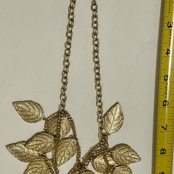 Gold-Toned Statement Necklace for Women - Vintage-Style Gold Leaf Design - Picture 14 of 16